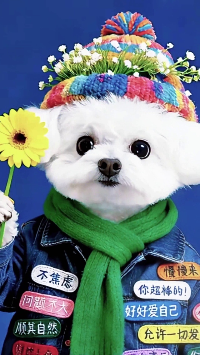 励志乐观布贴狗