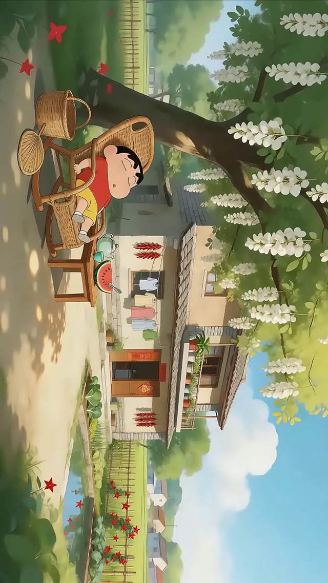 夏日槐花树小新