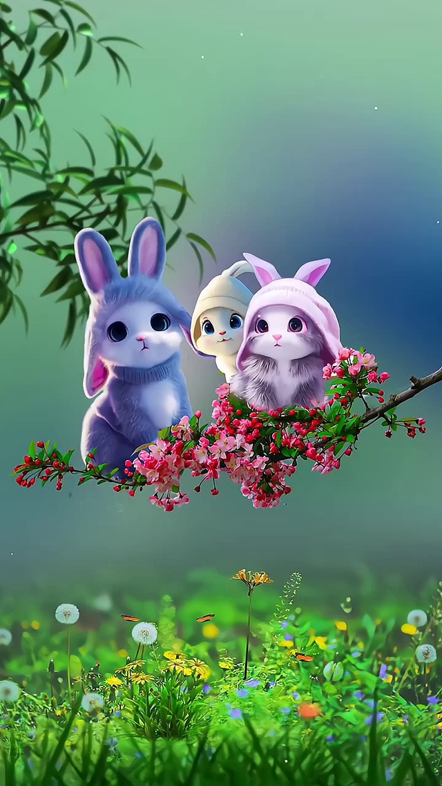 三只小兔荡秋千