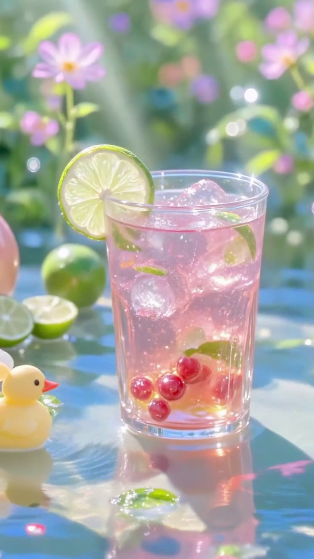 阳光下的石榴气泡特饮