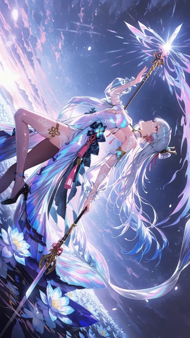 幻彩冰蓝古风二次元美少女