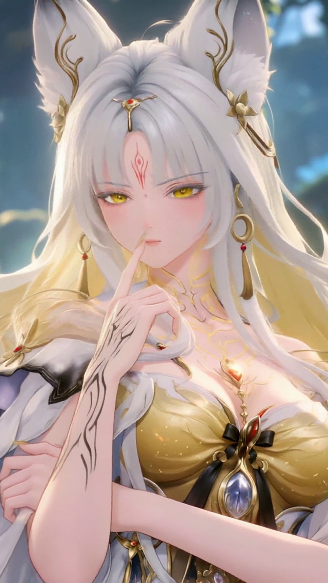 古风白发狐耳美少女：心月狐