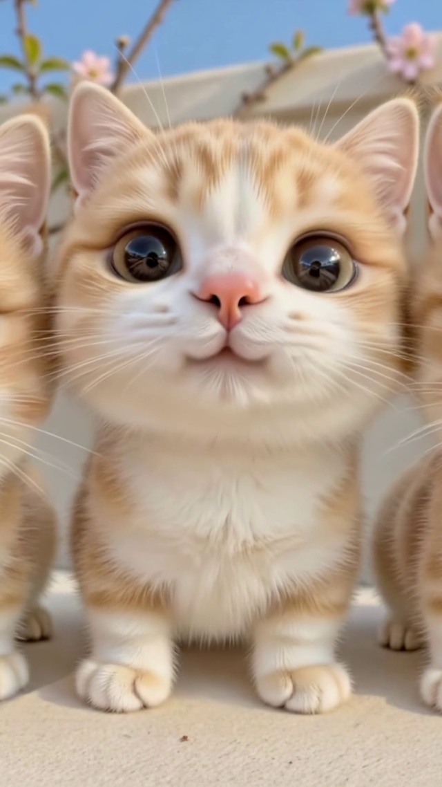 三只并排歪头的橘猫宝宝
