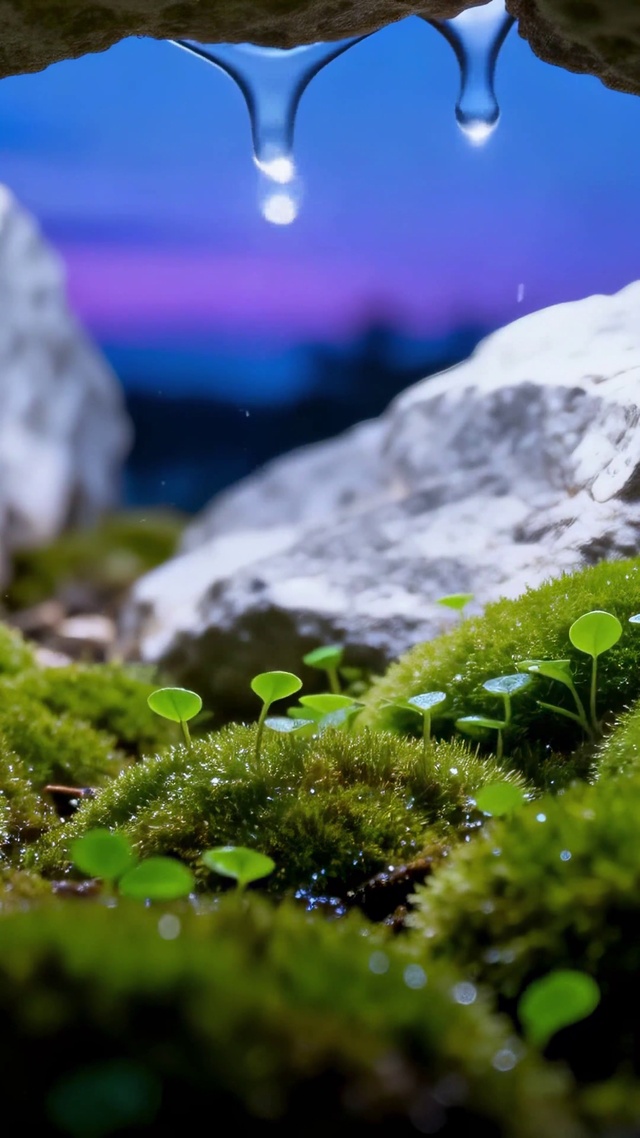 石隙青苔星空夜景