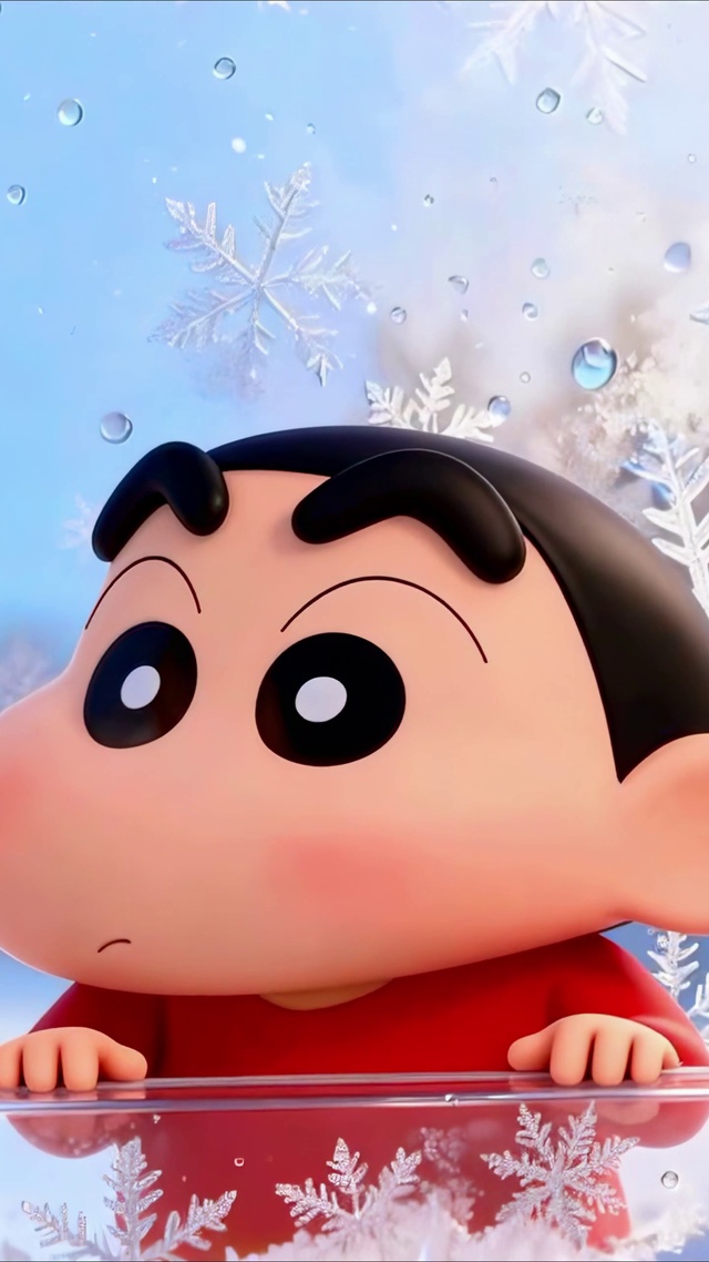 冬日雪天小新和小白