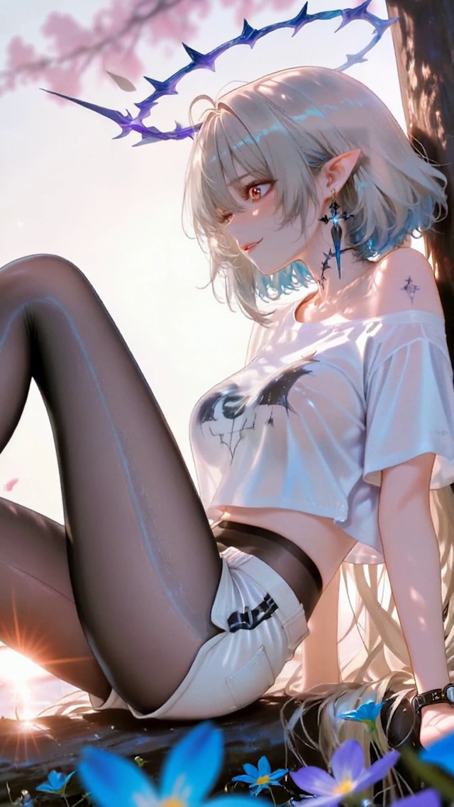 樱花树下二次元黑丝美少女