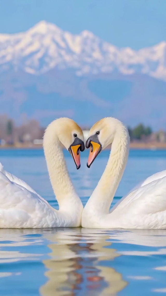 护眼湖面天鹅之恋