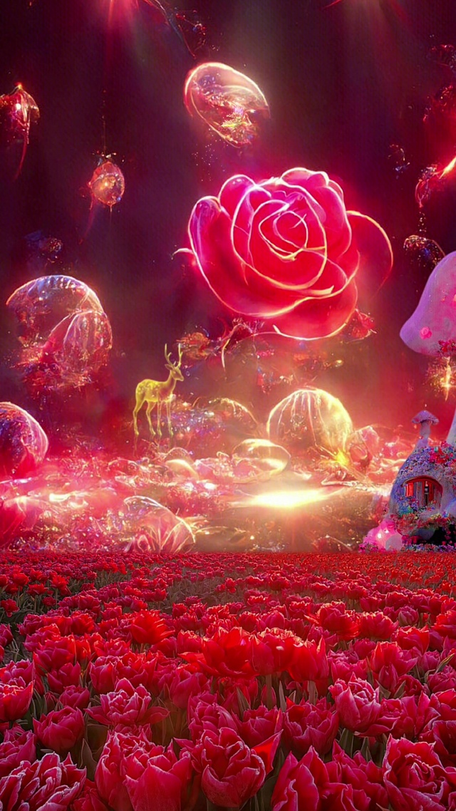 红色花海蝴蝶飞舞