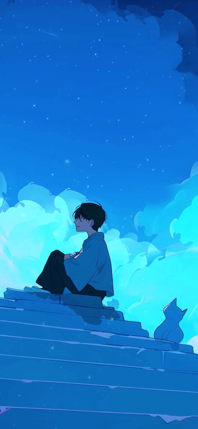 男孩和猫(小清新手机动态壁纸)