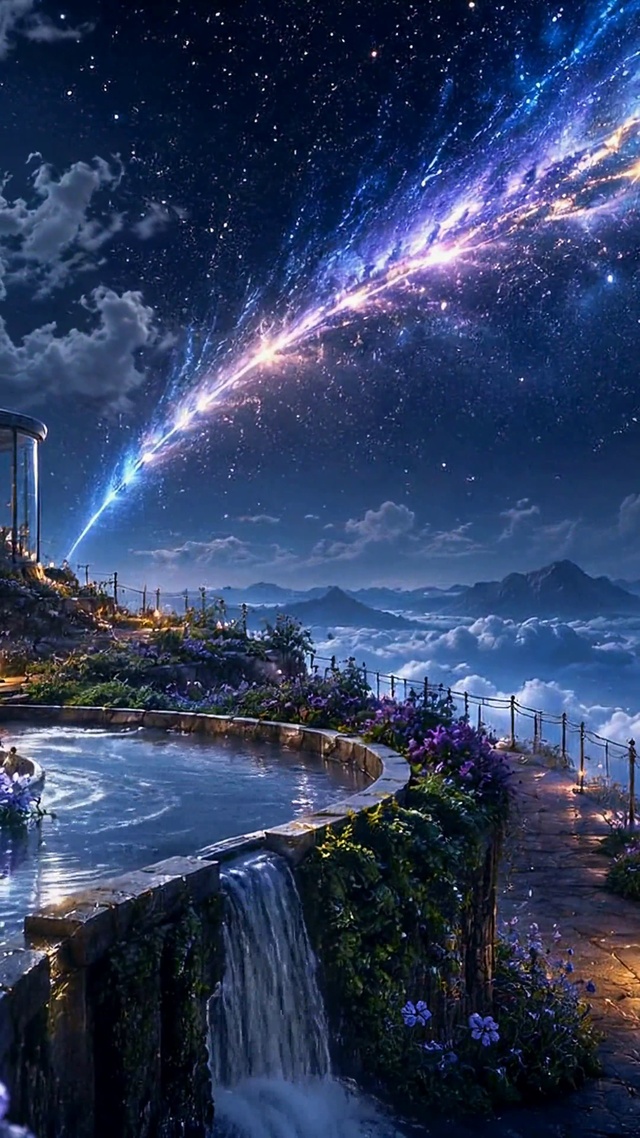 梦幻星空山顶云海夜景