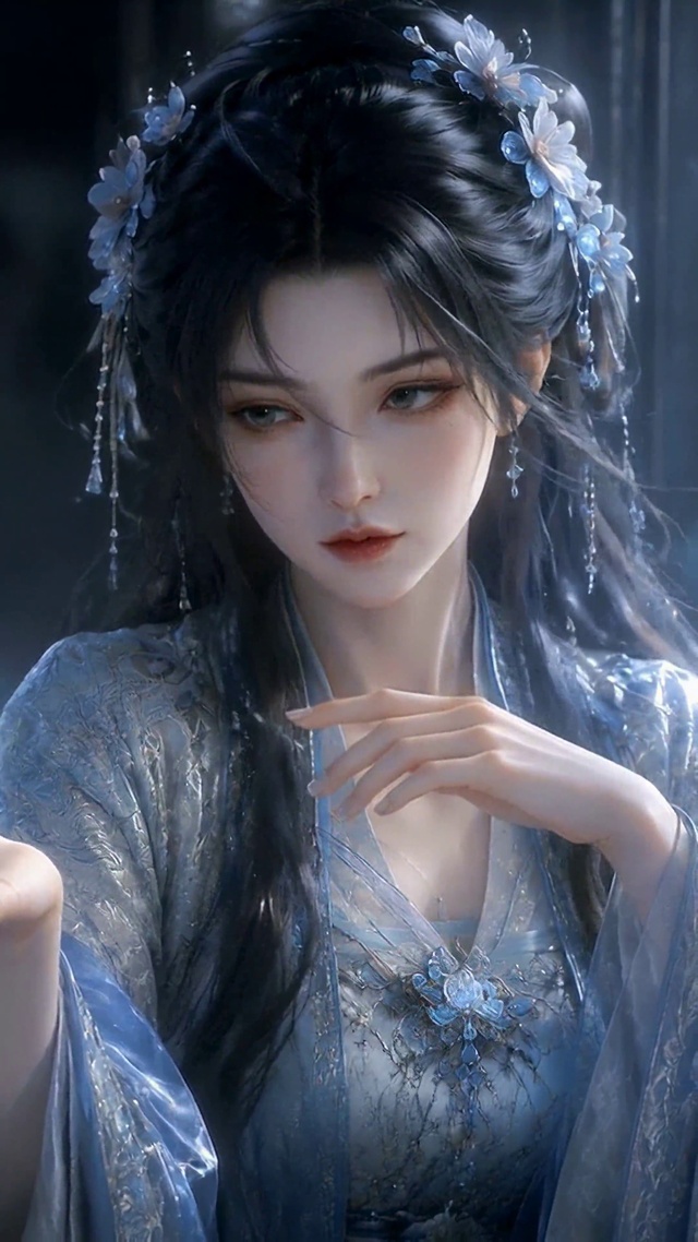 古风清冷美女掌中发光蝴蝶