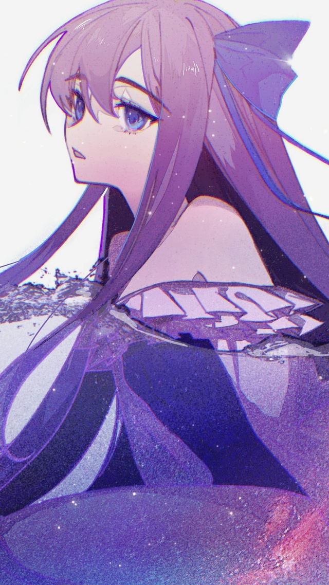 紫发静谧清纯神秘少女