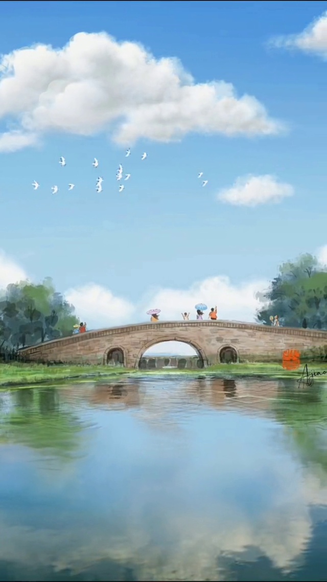 桥边美景