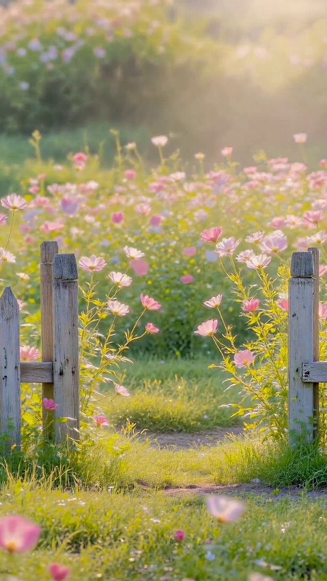 晨光烂漫花田治愈风景