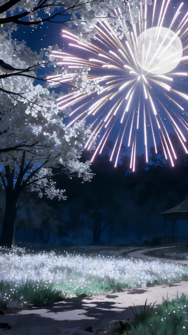 秋冬梦幻夜晚郊外树下月光森林