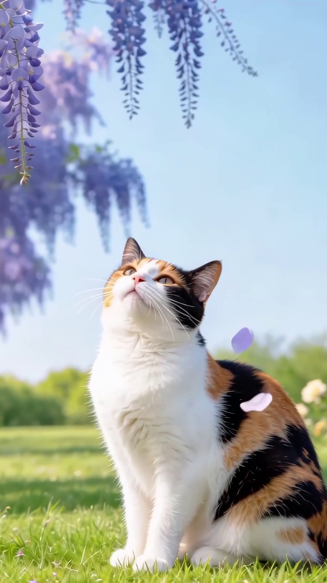 赏花的猫咪