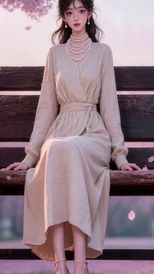 樱花树下的美女