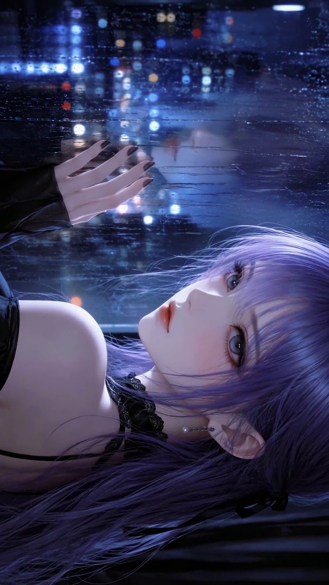 雨夜紫发少女