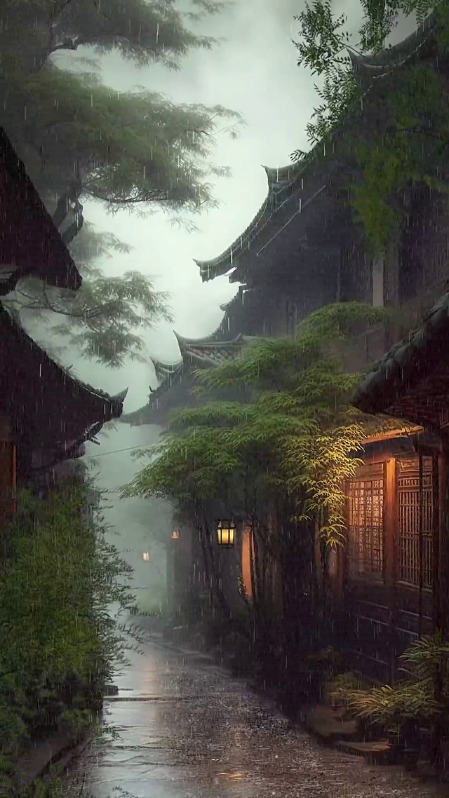 古镇雨天氛围壁纸