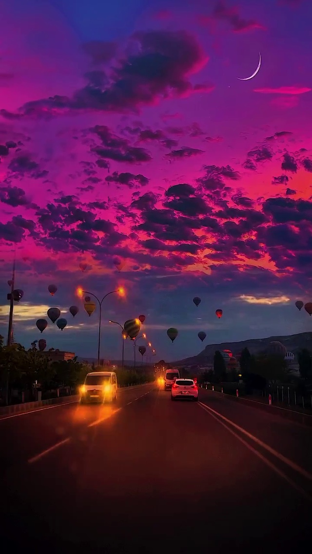 温柔晚霞-热气球