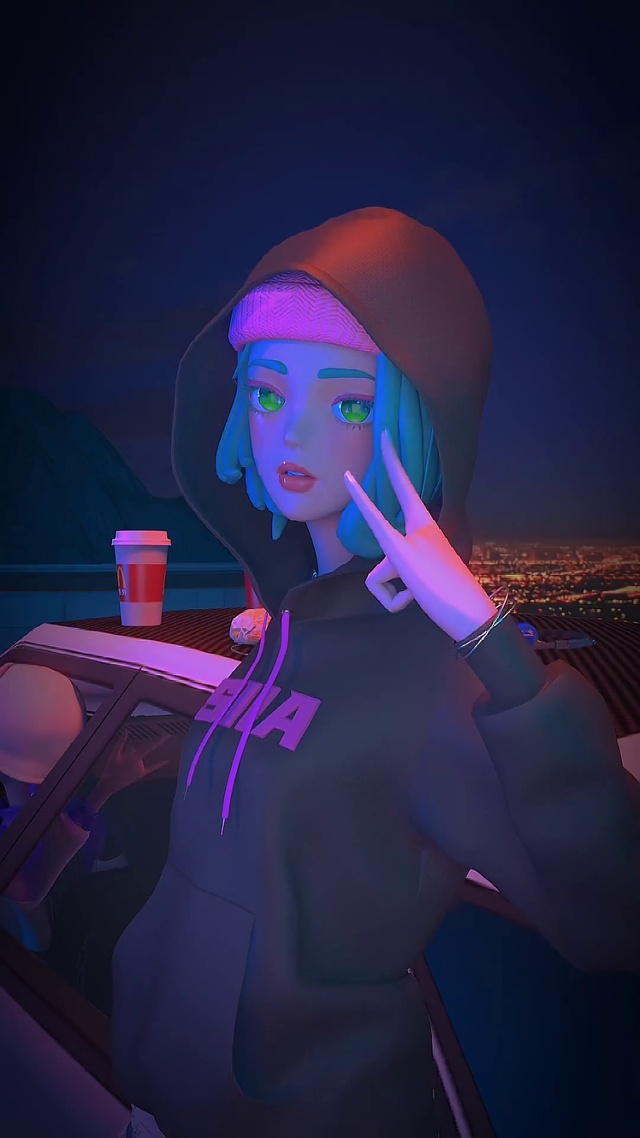 闺蜜兜风城市夜景