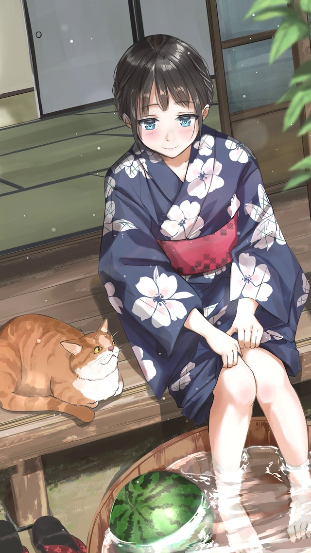 夏日玩水猫少女