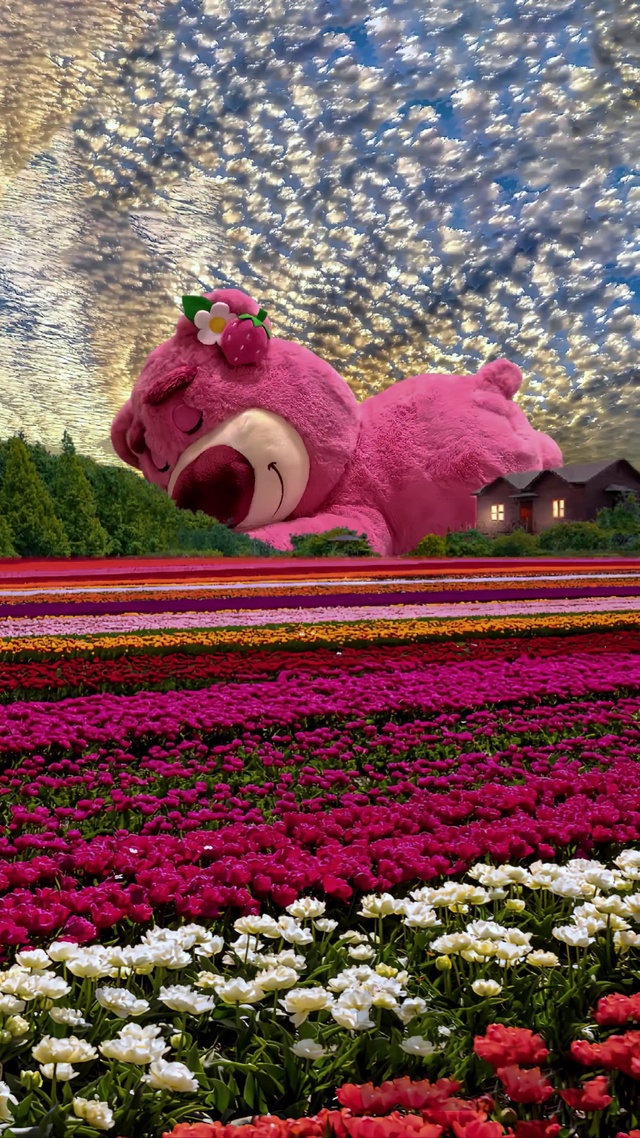 可爱草莓熊花海