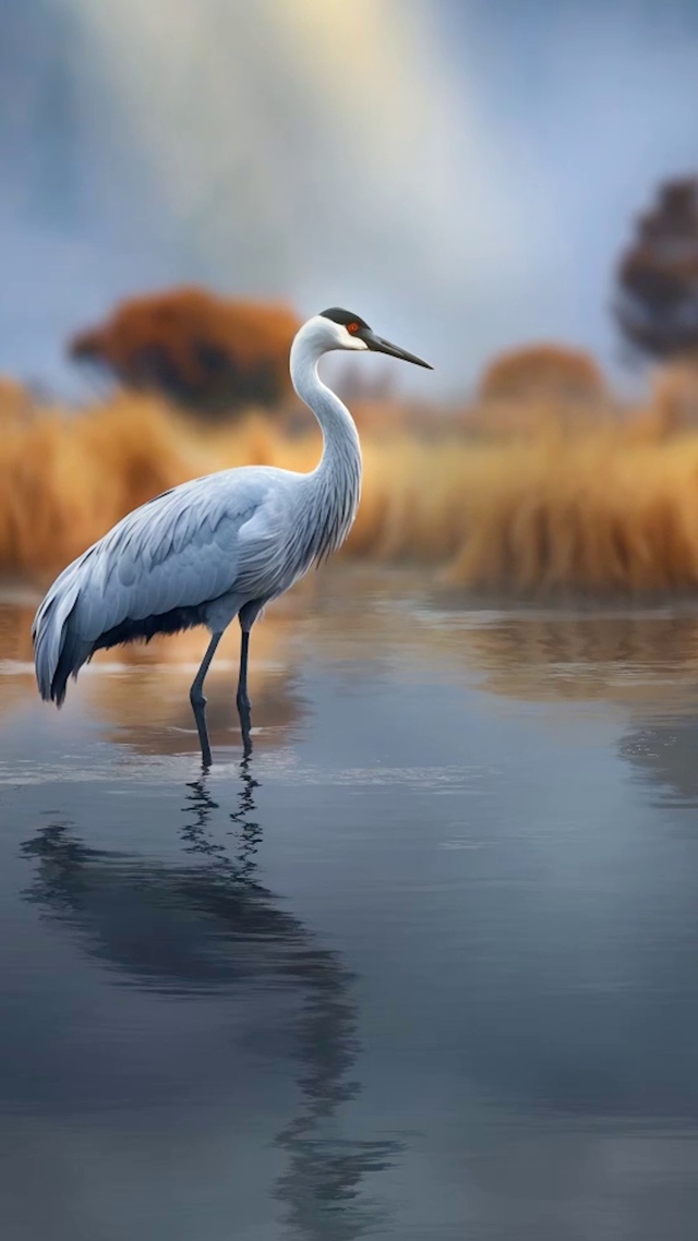 水上仙鹤(风景手机动态壁纸)