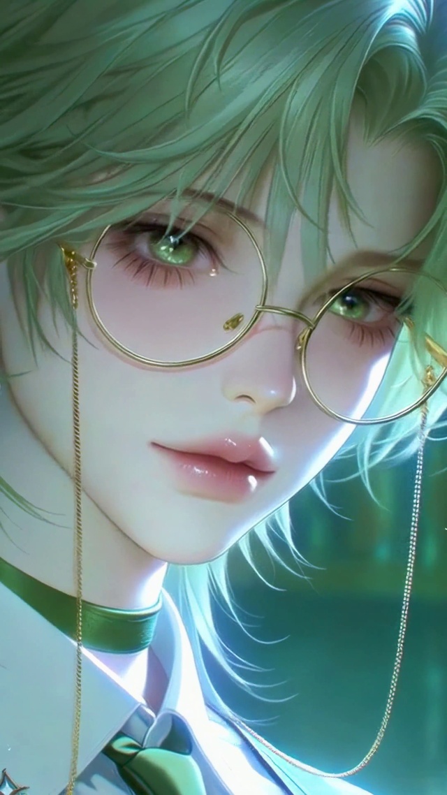 薄荷绿调光影少女
