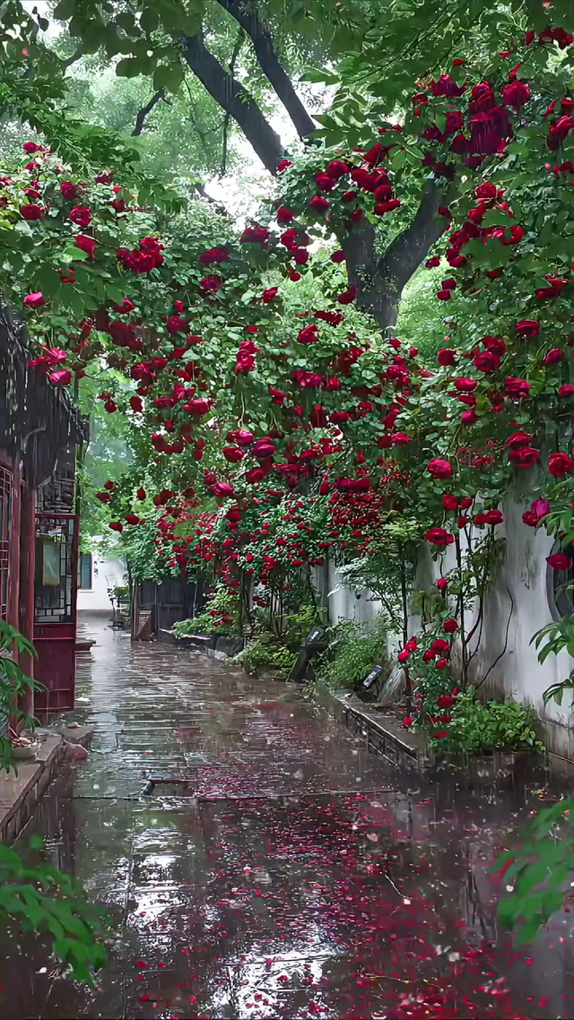 雨中小院