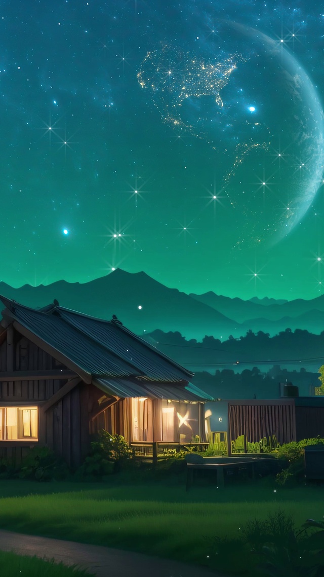 治愈唯美夏日乡村田园夜景星空
