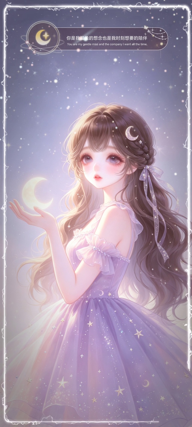 二次元紫色星月少女