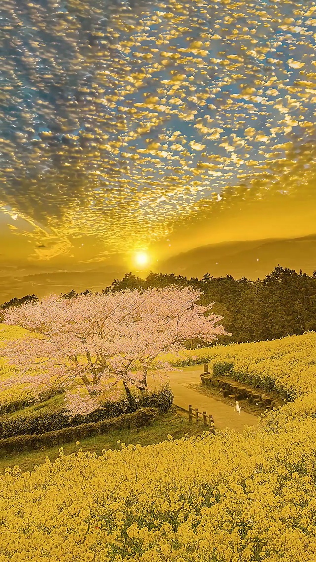 唯美夕阳爆款油菜花