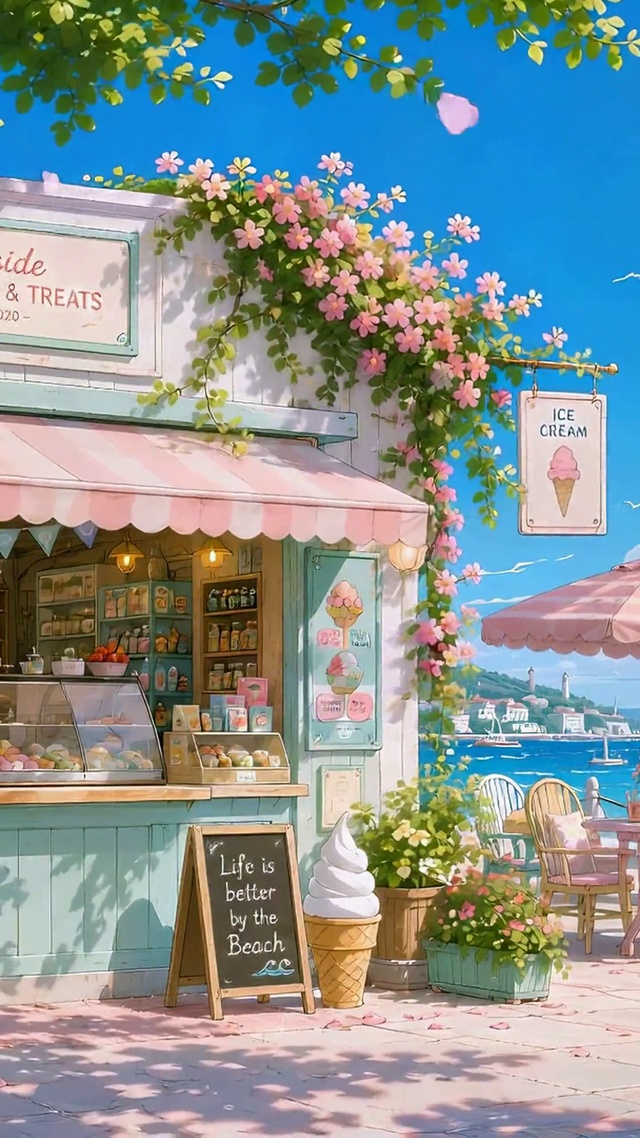 清新夏日海边杂货店