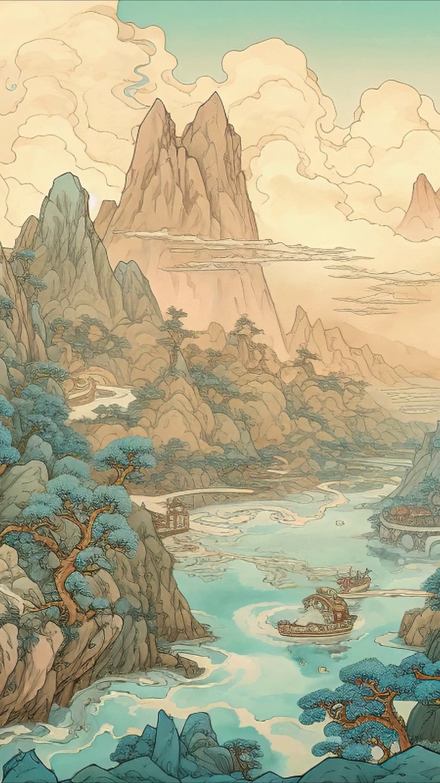 国潮插画 AI风景