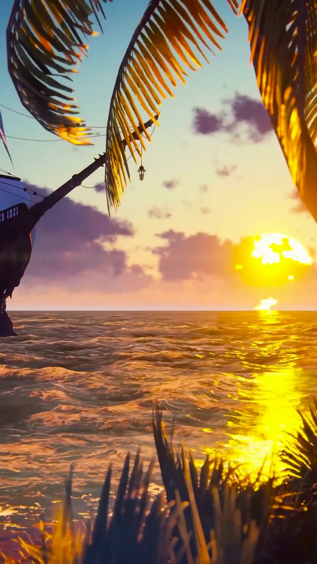 4K唯美夕阳海浪帆船