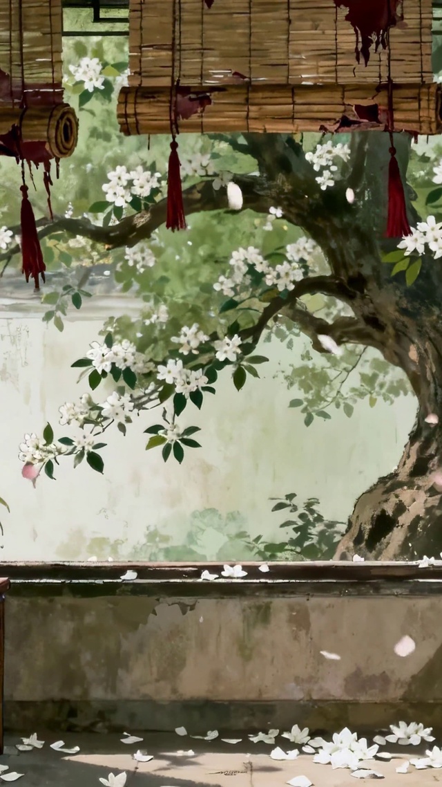 古风唯美禅意秋天落叶场景