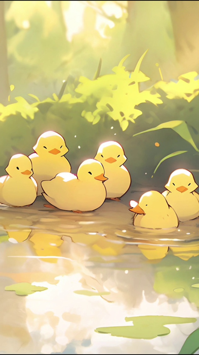 水塘小鸭