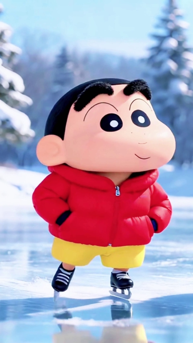 悠闲自在滑冰唠嗑小新