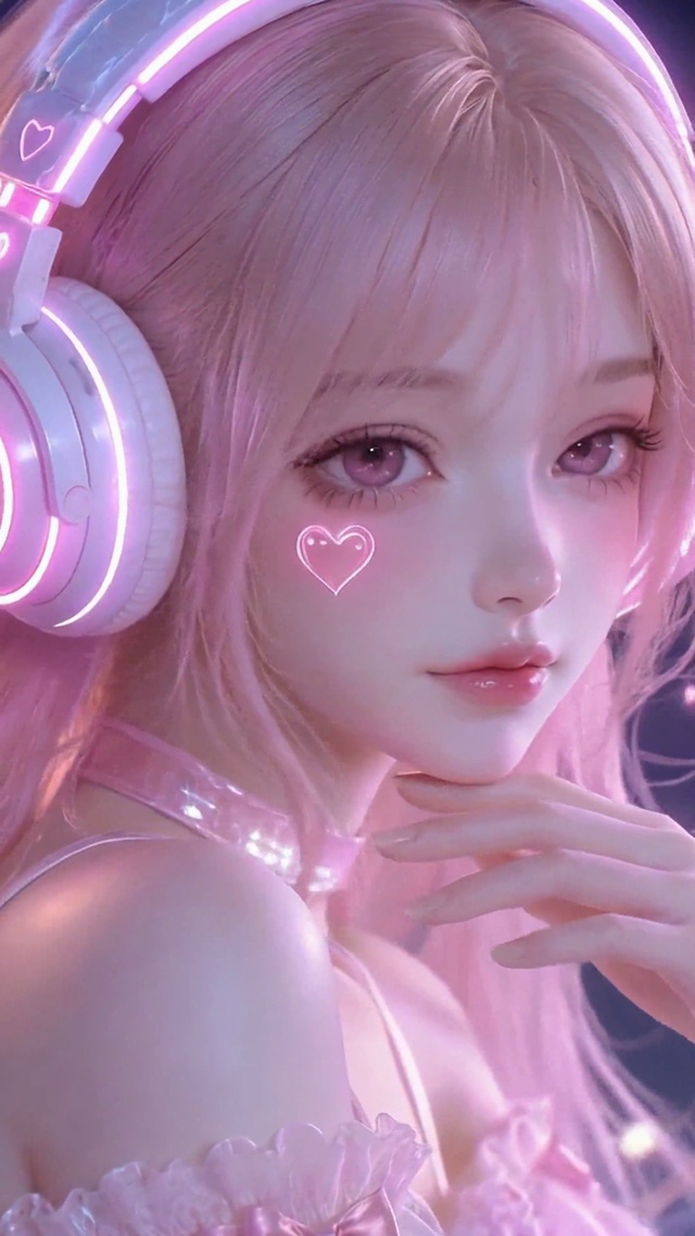 梦幻粉发赛博甜酷美少女
