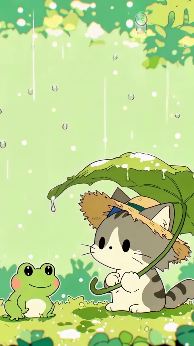 雨林中的小猫与青蛙朋友