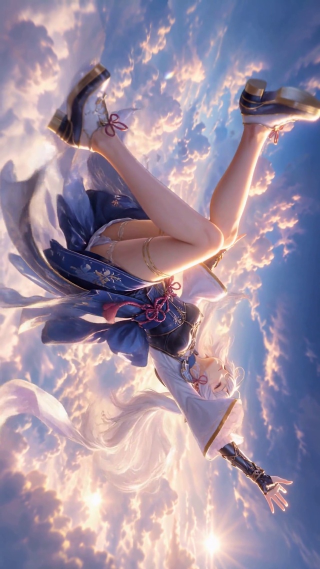 晴空云端的银发二次元美少女