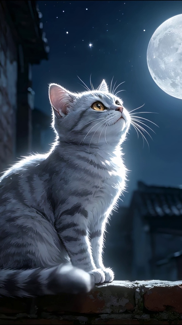 银猫望月