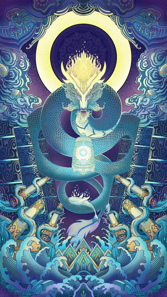 《龙生九子—蒲牢》国潮插画壁纸