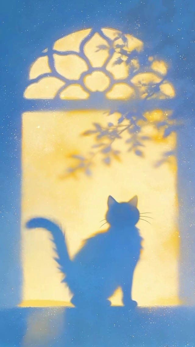 影子下窗台小猫_1
