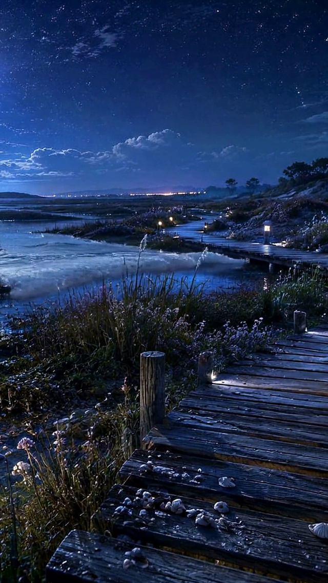 月夜海岸小径