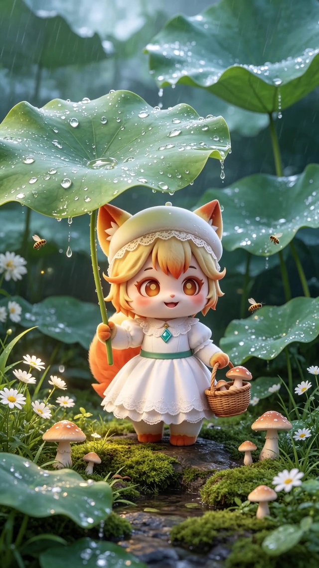 声声影影雨天林中荷叶