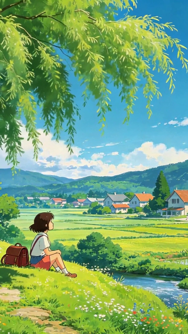 清新治愈乡间动漫少女