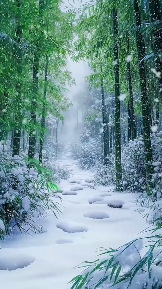 竹林雪景