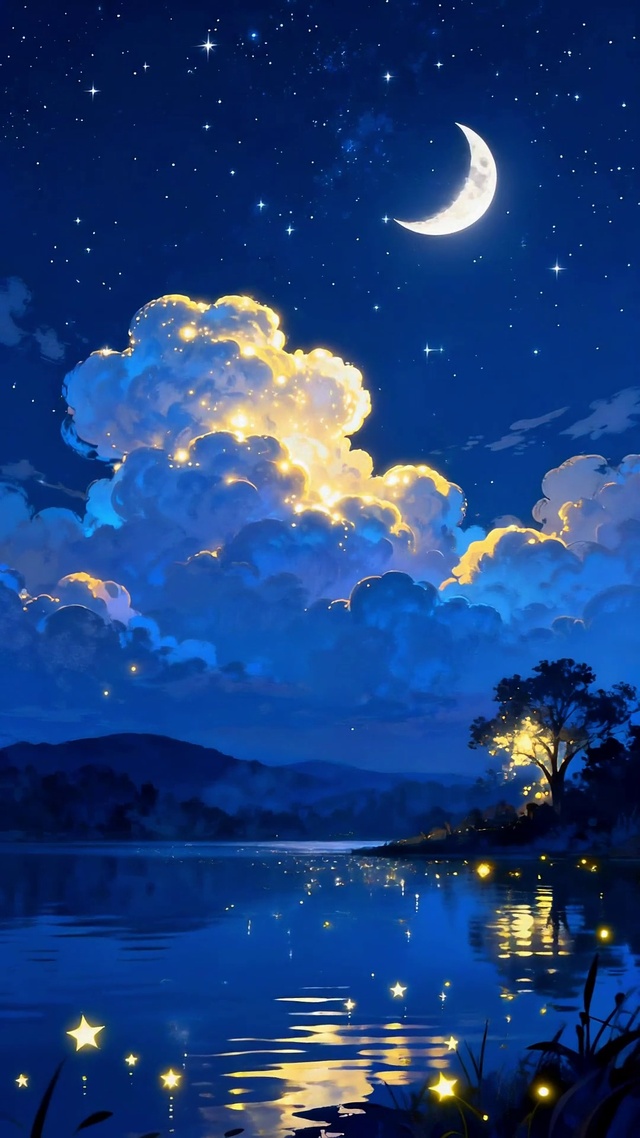 梦幻夜晚海景